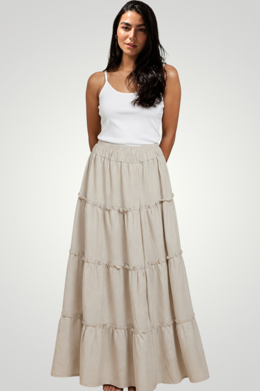 Sand Dune Tiered Maxi Skirt