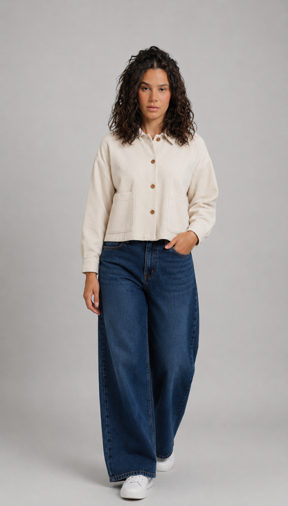Ivory Linen Pocket Shirt